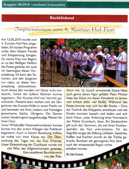Presseartikel, Duo Oriental zum Kunze-Hof-Fest